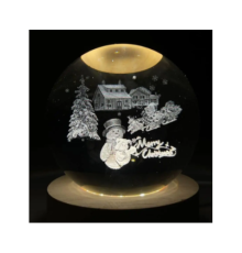 Декоративный 3D ночник Шар 6см «Н/Г Сноговик и Сани» теплый LED(1)(60)