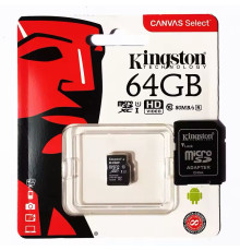 Карта памяти microSD Kingston Class 10 UHS-I, 64 ГБ{1}(500)